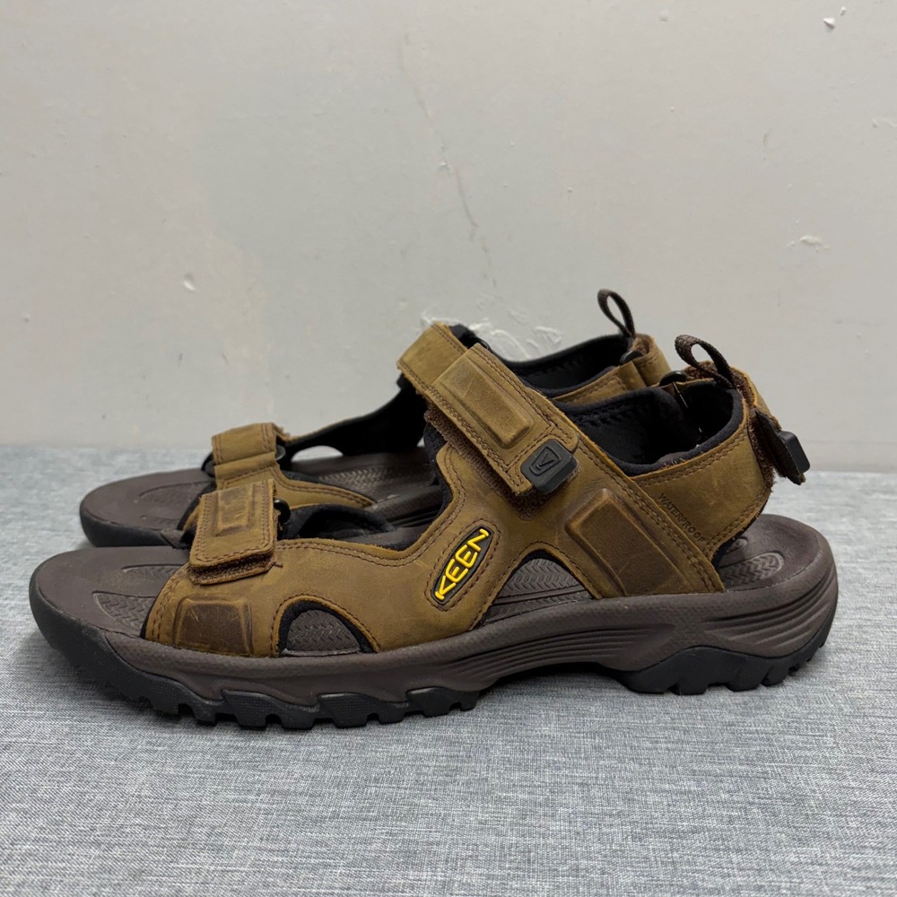 KEEN Targhee III Sandals Mens 11 Brown Waterproof Leather Hiking Trail T06